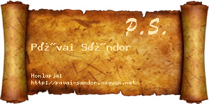 Pávai Sándor névjegykártya
