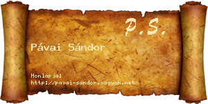 Pávai Sándor névjegykártya