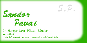 sandor pavai business card