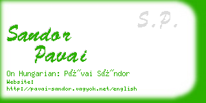 sandor pavai business card